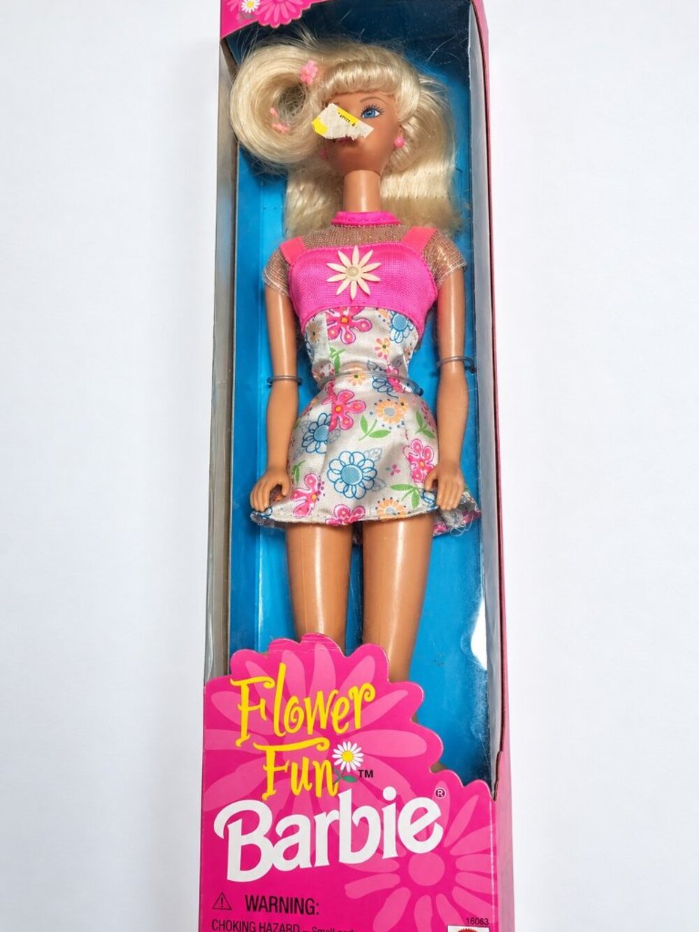 Mattel Flower Fun Barbie Doll 16063 Blonde Pink Floral Dress New in Box